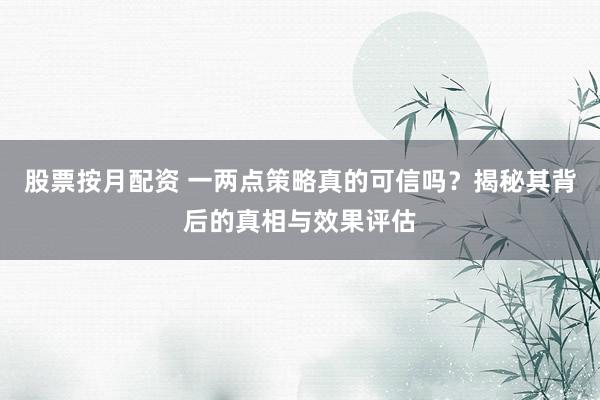 股票按月配资 一两点策略真的可信吗？揭秘其背后的真相与效果评估