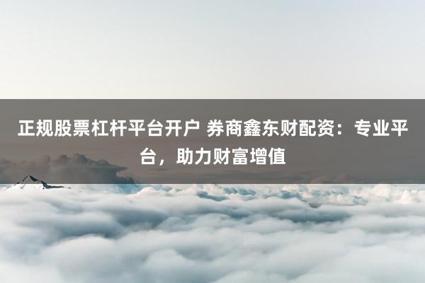 正规股票杠杆平台开户 券商鑫东财配资：专业平台，助力财富增值
