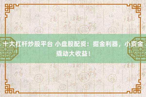 十大杠杆炒股平台 小盘股配资：掘金利器，小资金撬动大收益！