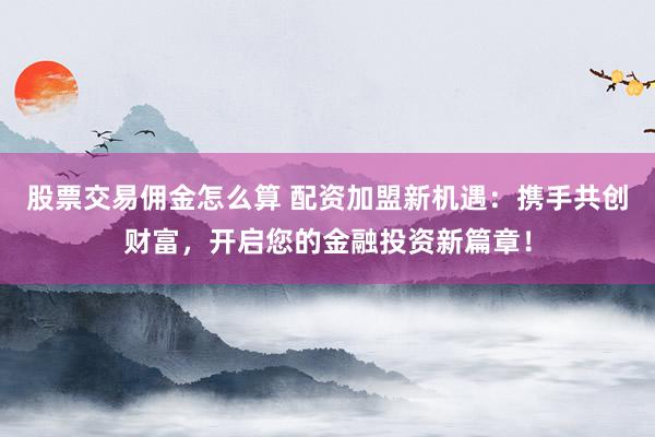 股票交易佣金怎么算 配资加盟新机遇:携手共创财富,开启您的金融投资新篇章!