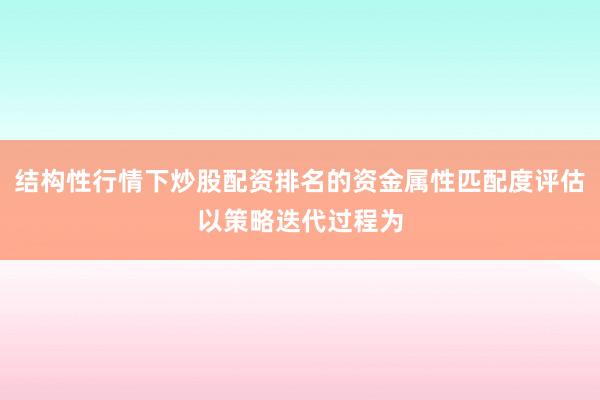 结构性行情下炒股配资排名的资金属性匹配度评估以策略迭代过程为