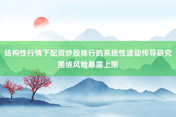 结构性行情下配资炒股排行的系统性波动传导研究围绕风险暴露上限