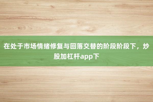 在处于市场情绪修复与回落交替的阶段阶段下,炒股加杠杆app下