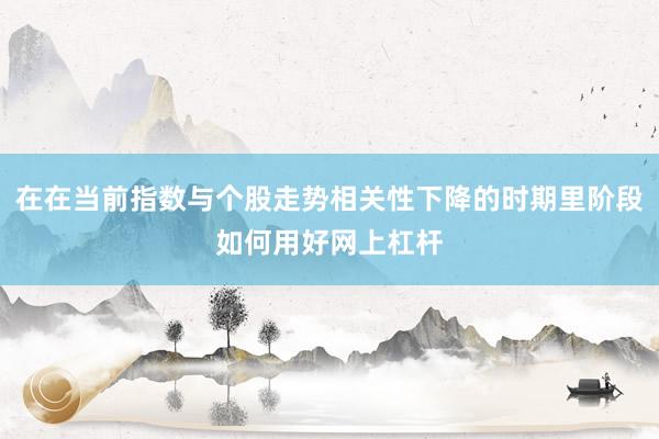 在在当前指数与个股走势相关性下降的时期里阶段如何用好网上杠杆