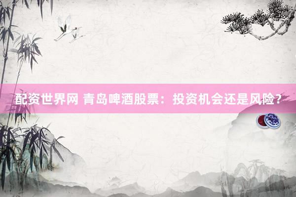 配资世界网 青岛啤酒股票：投资机会还是风险？