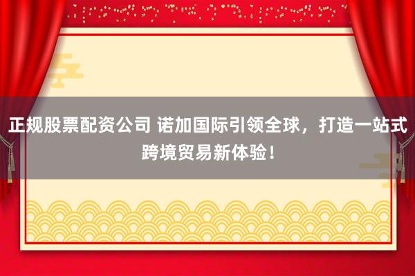 正规股票配资公司 诺加国际引领全球，打造一站式跨境贸易新体验！