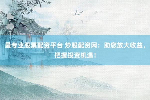 最专业股票配资平台 炒股配资网：助您放大收益，把握投资机遇！